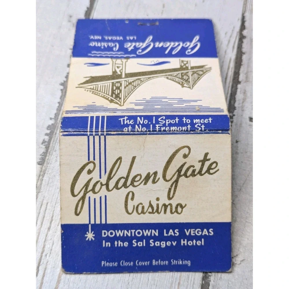 Vintage‎ Matchbook Cover Golden Gate Casino Las Vegas, Nevada Downtown 30 Strike